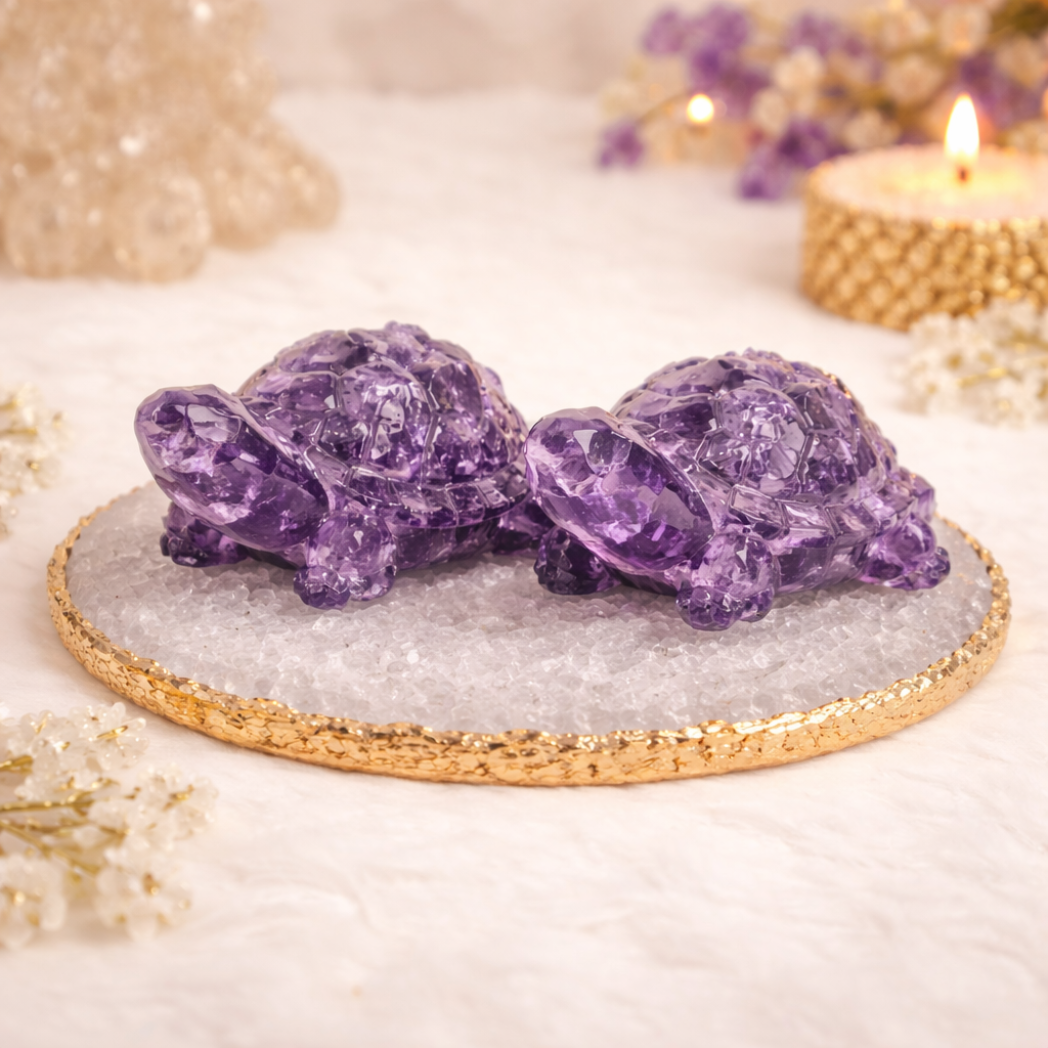 Vastu Amethyst Tortoise Pair