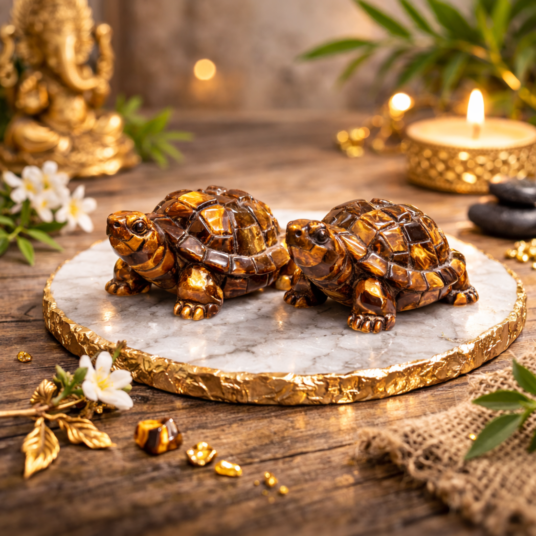 Vastu Tiger Eye Tortoise Pair