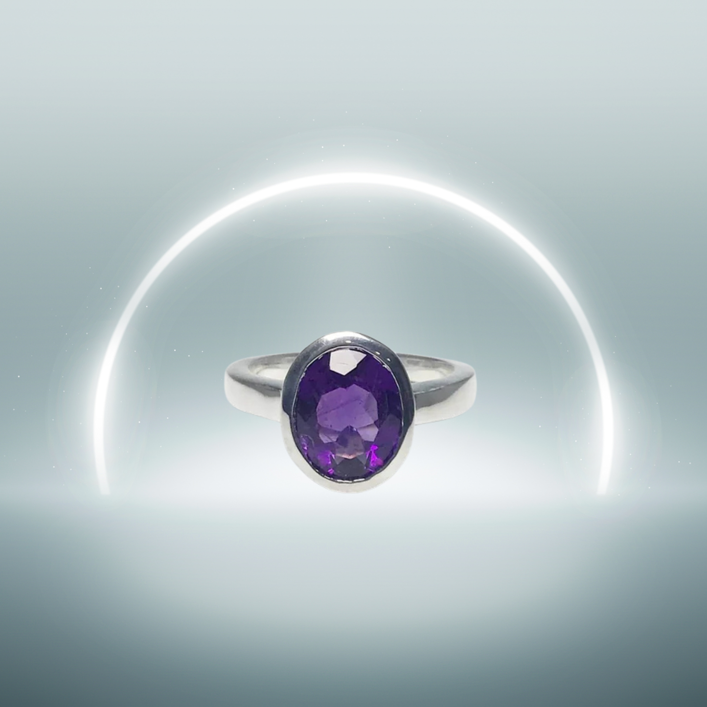 Amethyst Silver Ring - Free Size
