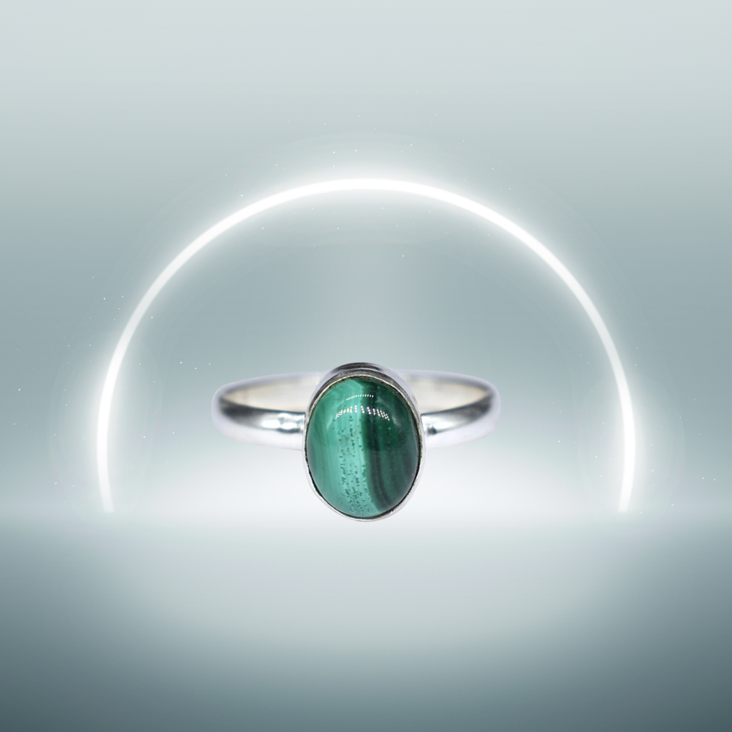 Malachite Silver Ring - Free Size