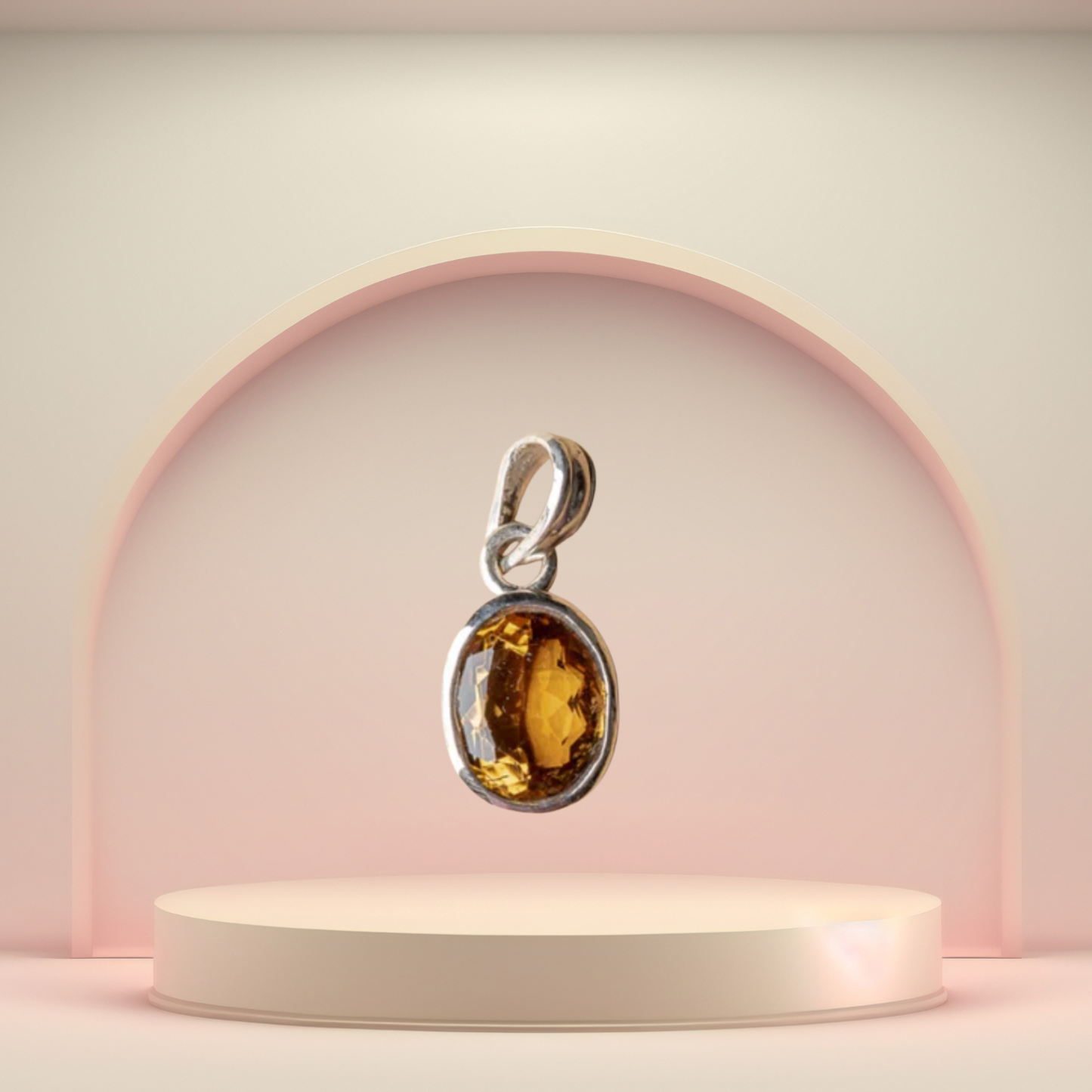 Citrine Silver Pendant - Free Size