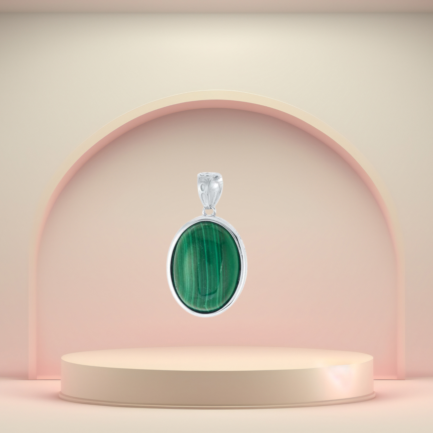 Malachite Silver Pendant - Free Size