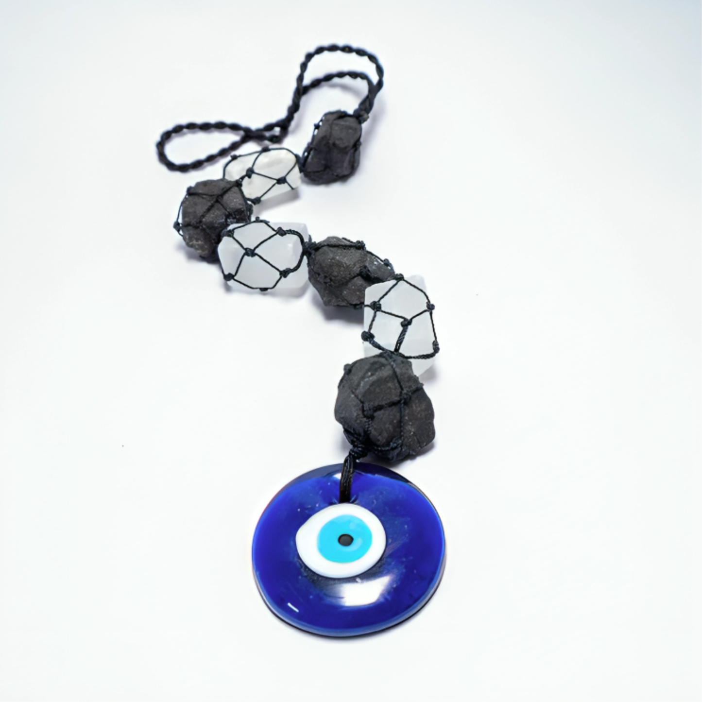 Selenite Turmoline with evil eye