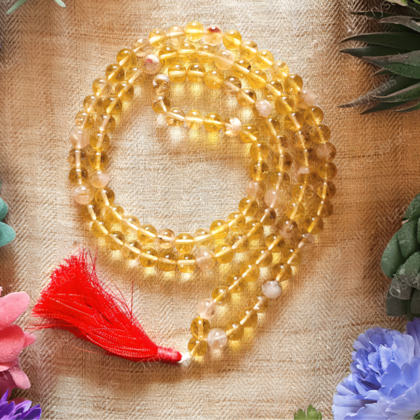 Citrine Jaap Mala – 8MM • 108 Beads