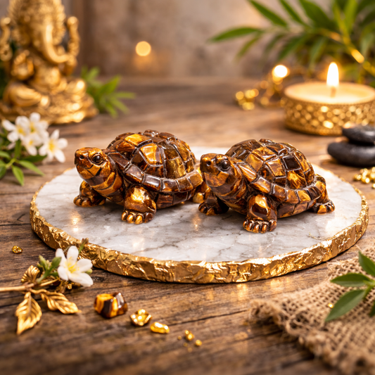 Vastu Tiger Eye Tortoise Pair