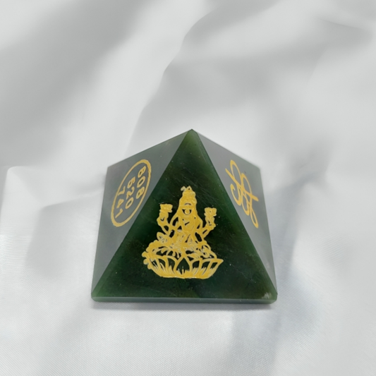 Green Jade Laxmi Shri Yantra Pyramid