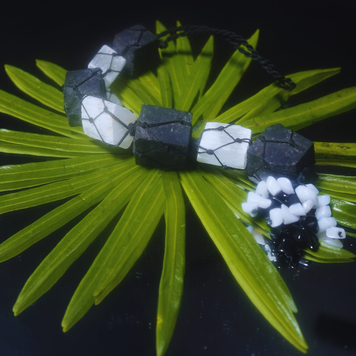 Selenite Turmoline with uncut