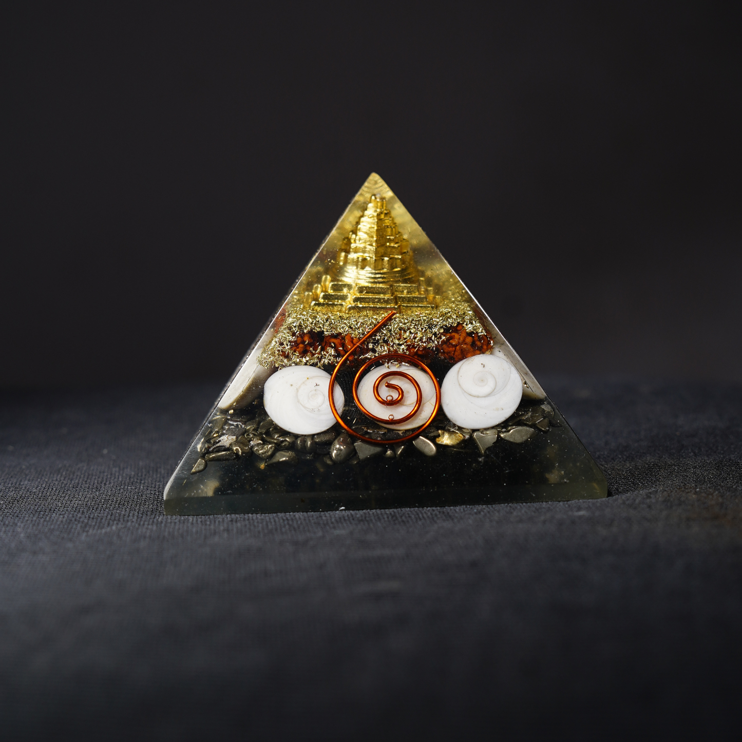 Pyrite  Laxmi Yantra Orgonite Pyramid (3x3)