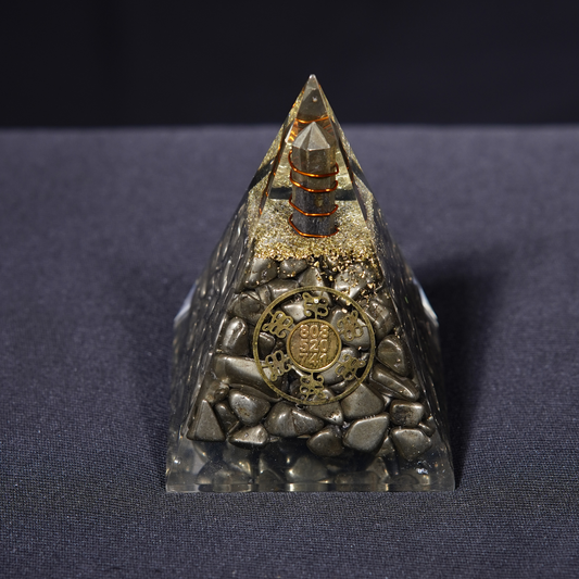 Pyrite Pencil Orgonite Pyramid (3x4)