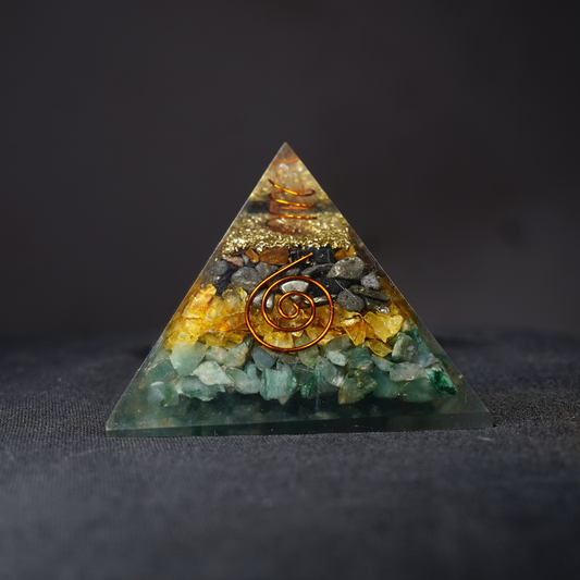 Wealth Orgonite Pyramid (3x3)